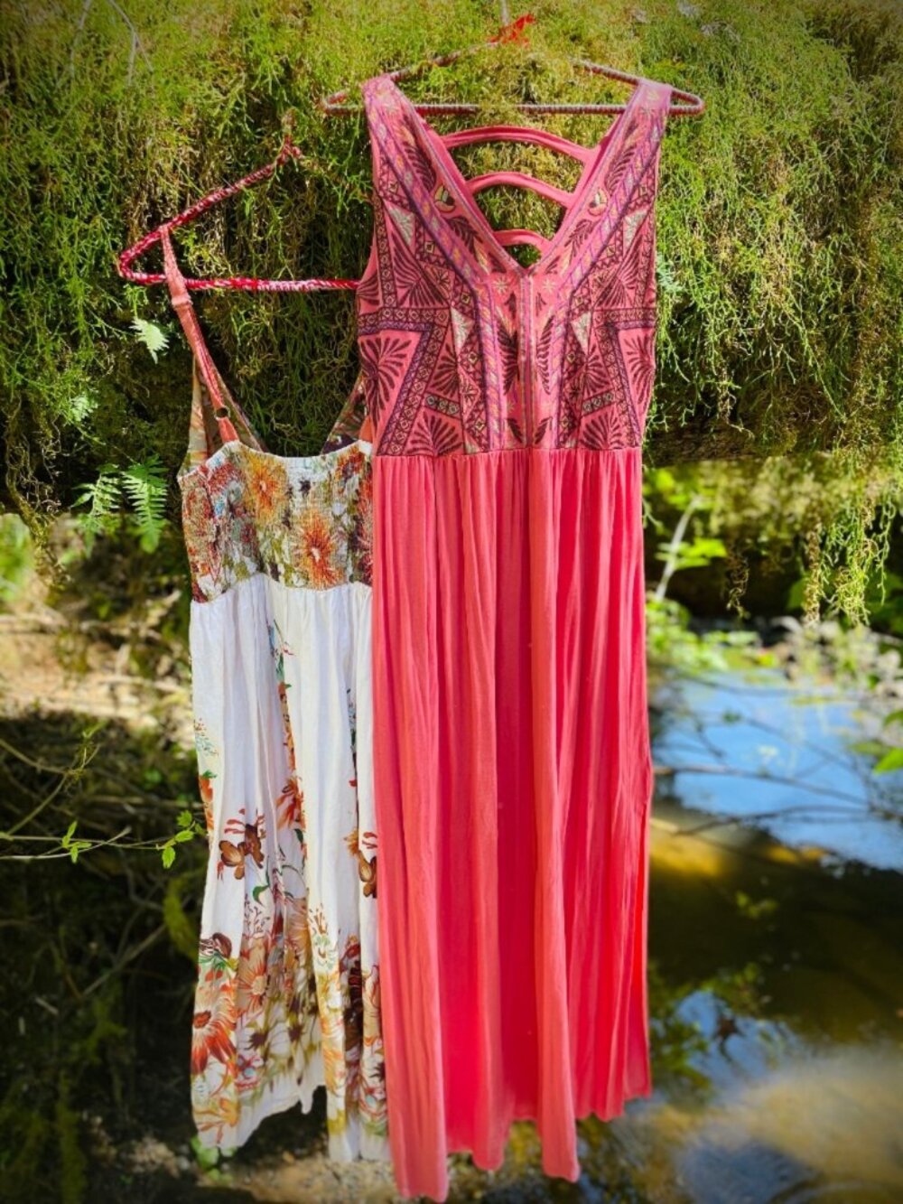 MAGIC | 1X | Floral 100% Cotton Gauze V-Neck Tank Crochet Flowy Boho Maxi Dress - Picture 3 of 12